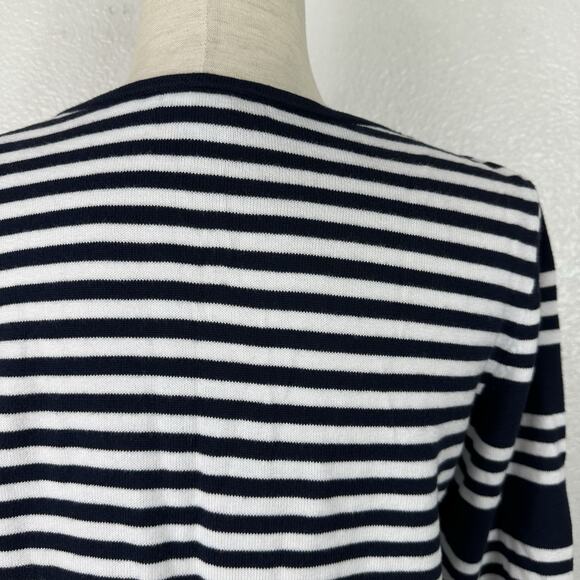Tommy Hilfiger Top Women Medium Navy White Stripe Cotton Knit Preppy Nautical - Picture 9 of 12